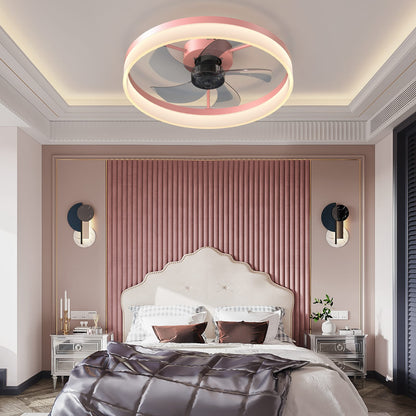 Pink Iron Ceiling Fan with Lights - Dimmable LED