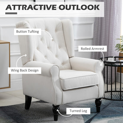Living Room Cream White Button Tufted Accent Chair - Comfortable & Stylish Seating