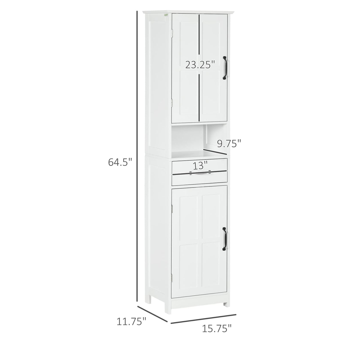 Slim White Bathroom Storage Cabinet - Tall Linen Tower with Adjustable Shelves