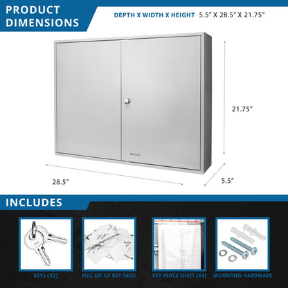 Gray Steel Key Cabinet - 320 Key Storage