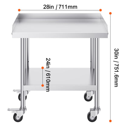 24 x 28 Inch Stainless Steel Work Table - Silver