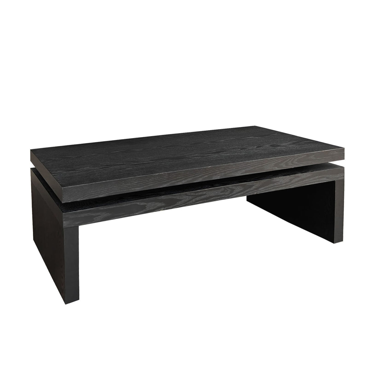Living Room Antique Black Ash Wood Coffee Table - Rectangular Dining Table 47.6" L