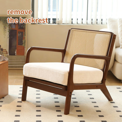 White Fabric Accent Chair - Bedroom Reading Chair for Living Room