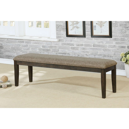 Espresso Gray Dining Bench - 63" Transitional Style