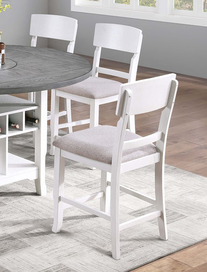 Antique White Round Dining Table with 6 Chairs