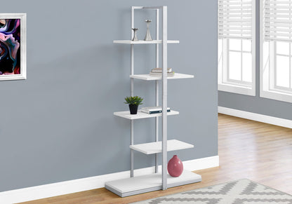 White Zig-Zag Bookshelf - 5 Tier Display Unit for Living Room