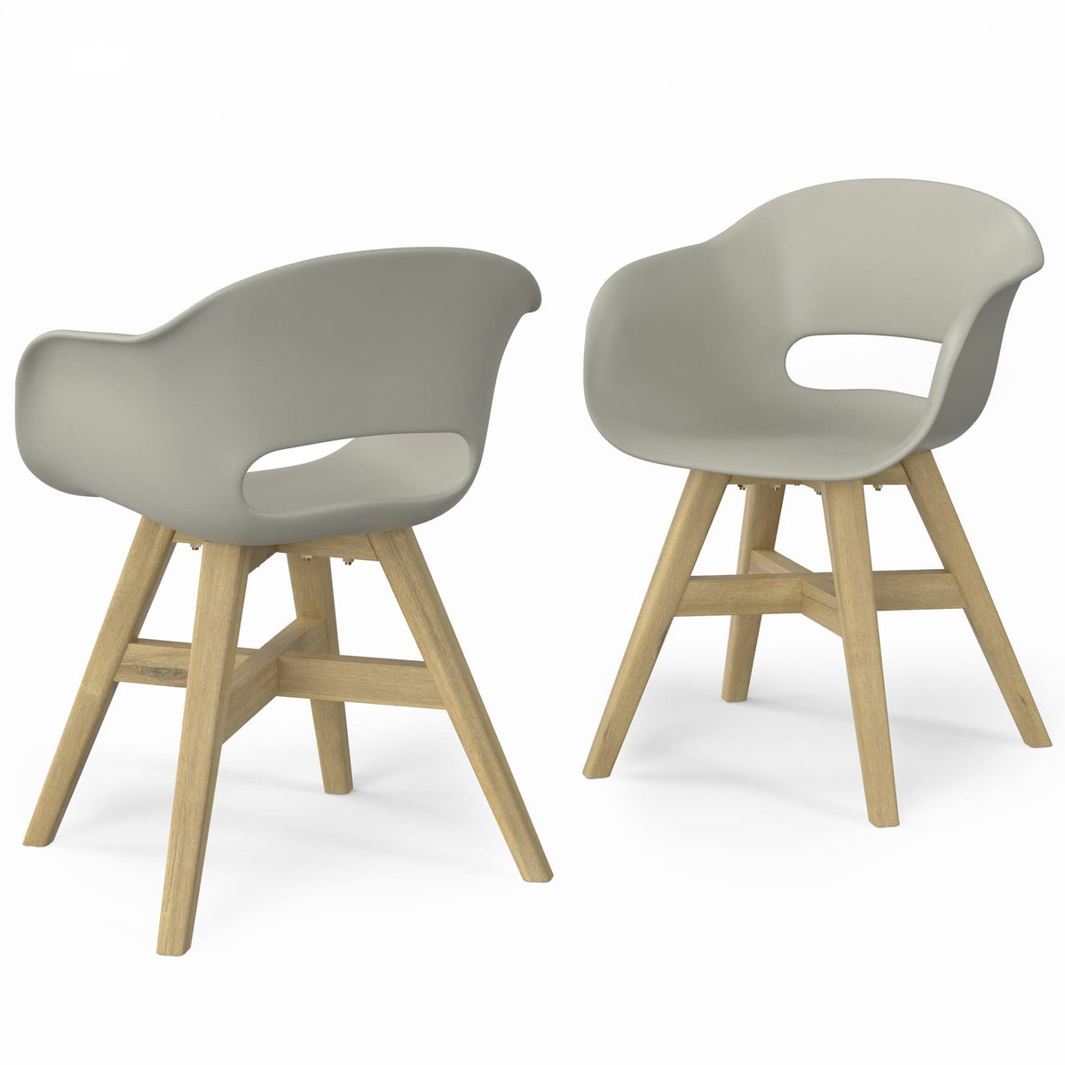 Gray Acacia Wood Dining Chairs Set of 2