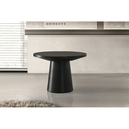 22 in. Round Wood End Table - Modern Black Pedestal Design for Living Room