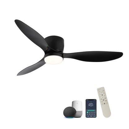 52" Smart Ceiling Fan with Lights - Black & Remote Control