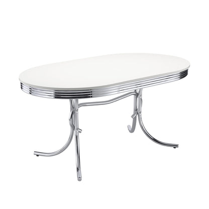 White and Chrome Oval Dining Table - Modern Style