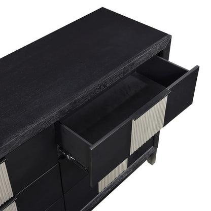 Contemporary 6-Drawer Dresser - Charcoal Gray Solid Wood