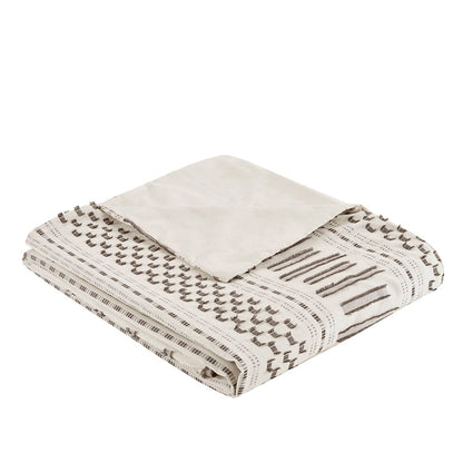 King Cotton Jacquard Duvet Cover Set - Ivory & Charcoal