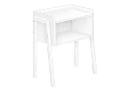 2-Tier Accent Table - White Metal, Storage for Living Room