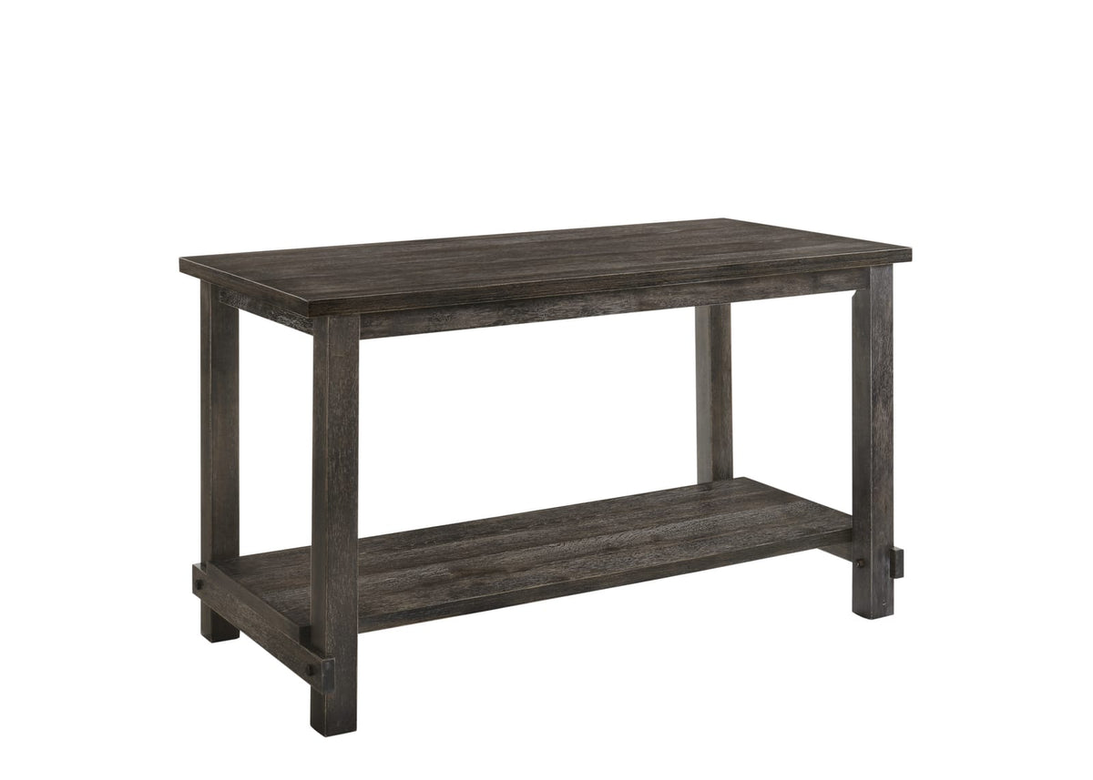 Gray Counter Height Dining Table with Storage Shelf