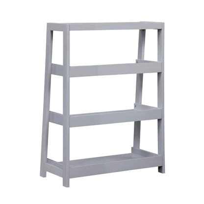 3-Shelf Gray Wood Bookcase - Display Shelving Unit for Living Room