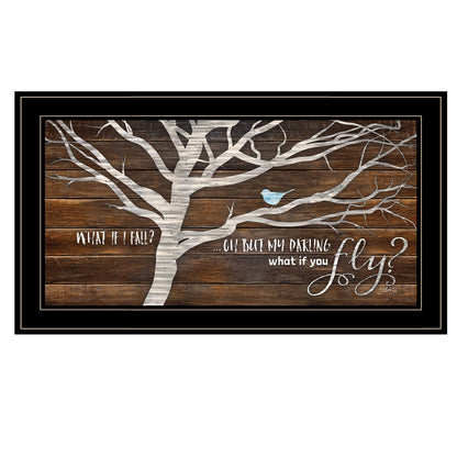 Trendy Framed Wall Art - "What if You Fly" Multicolor Paper Decor