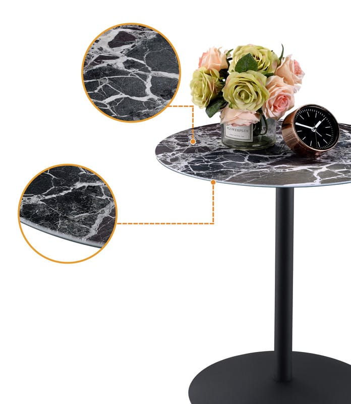 Cirillo End Table - Black Marble Glass Top for Living Room