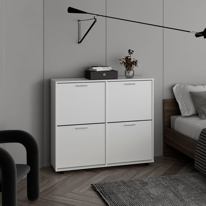 Modern White MDF Shoe Cabinet for Bedroom Footwear Storage for Living Room