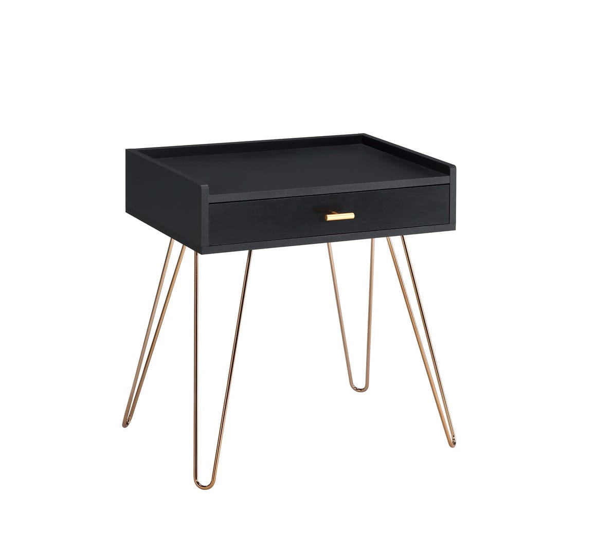 23.5" Black Accent Table with Copper Legs - MDF Material
