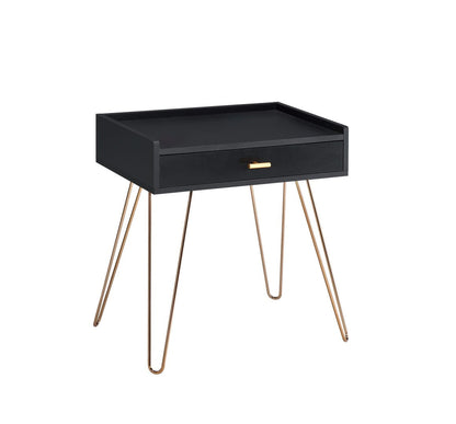 23.5" Black Accent Table with Copper Legs - MDF Material