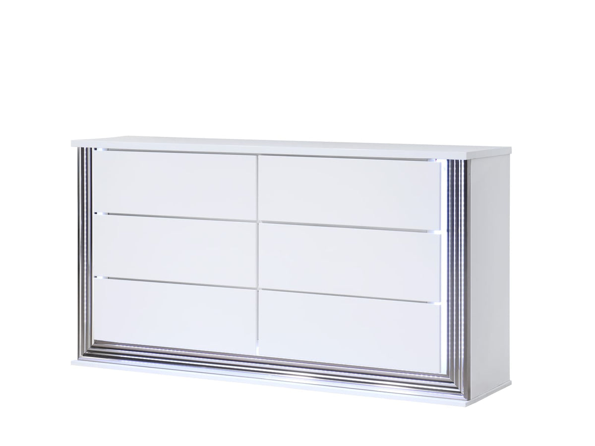 White Modern Bedroom Dresser 61" Wide