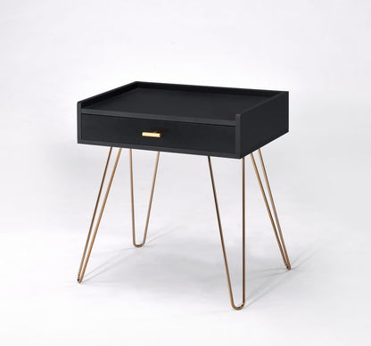 23.5" Black Accent Table with Copper Legs - MDF Material