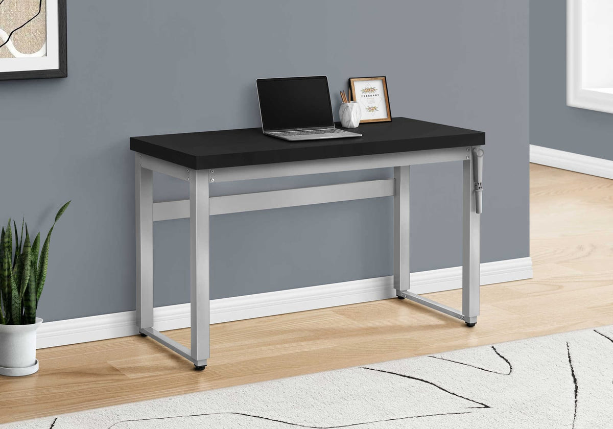 Adjustable Computer Desk - Black Laminate, 48"L Workstation