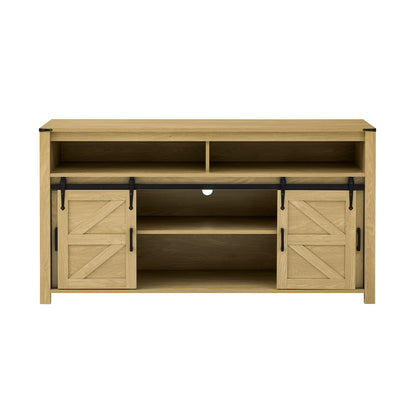 59.3" Natural Farmhouse Sideboard with Sliding Doors