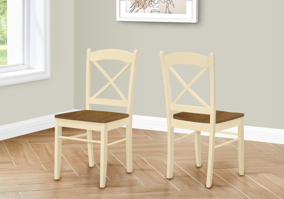 Cream Solid Wood Dining Chairs Set of 2