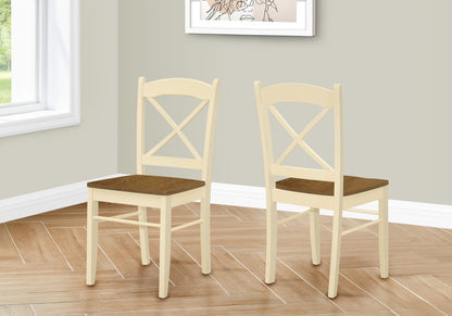 Cream Solid Wood Dining Chairs Set of 2