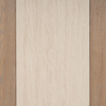 84" Beige Solid Wood Dining Table with Stone Slab Top