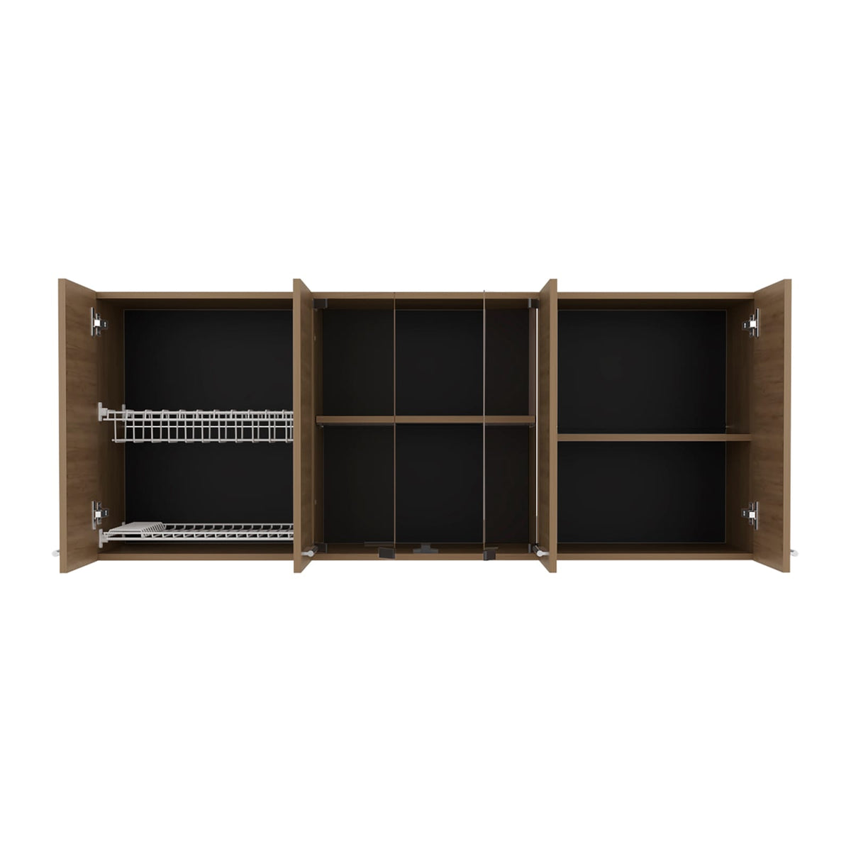 Natural Wood Kitchen Wall Cabinet - 24" High, 4 Doors for Living Room