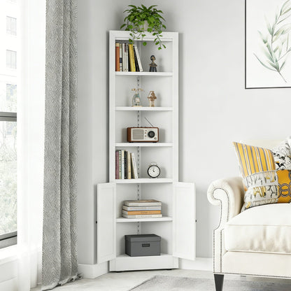 White Bathroom Storage Cabinet - 1 Door, 5 Shelves