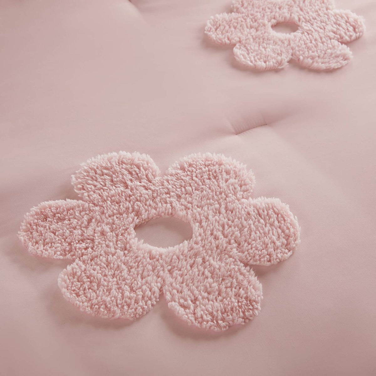 Twin Pink Chenille Comforter Set with Pillow