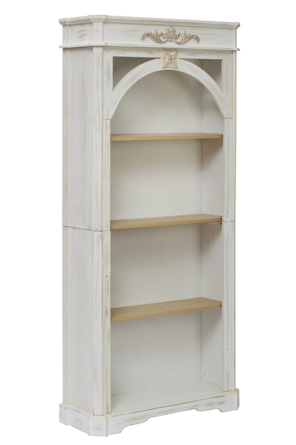 White Vintage 4 Tier Bookshelf - 65 Inch Tall Storage
