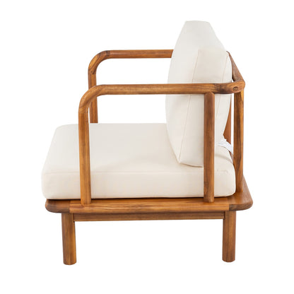 Cream Teak Acacia Club Chair with Cushions