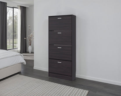 Black Shoe Rack - 4 Shelves, Storage Cabinet for Living Room