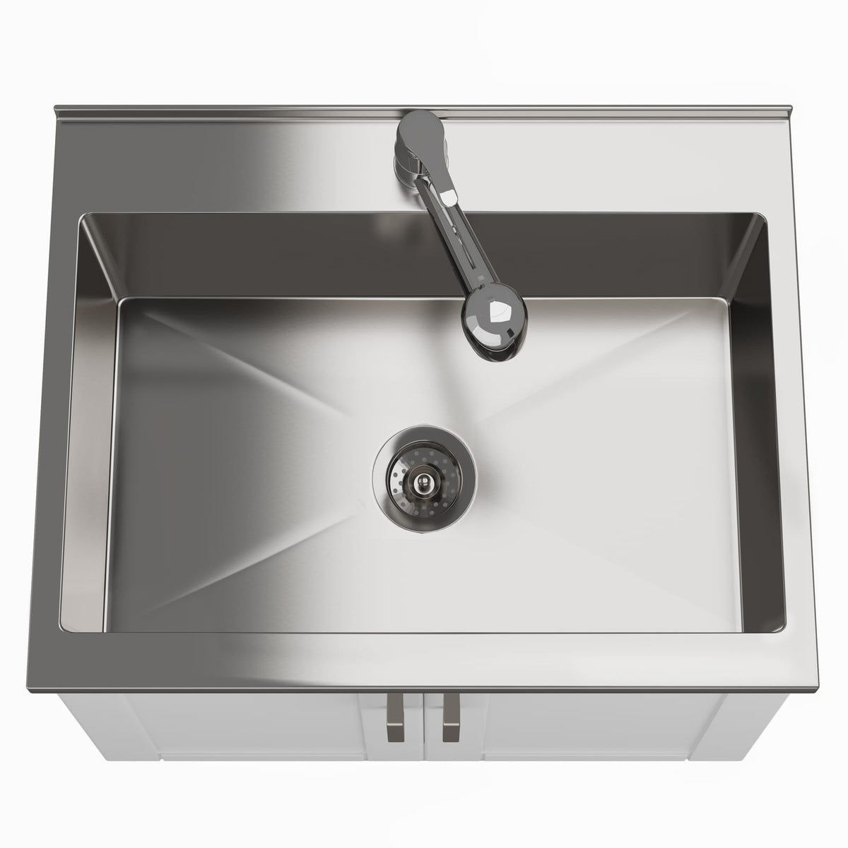 White Wood Bathroom Vanity Cabinet with Sink and Faucet