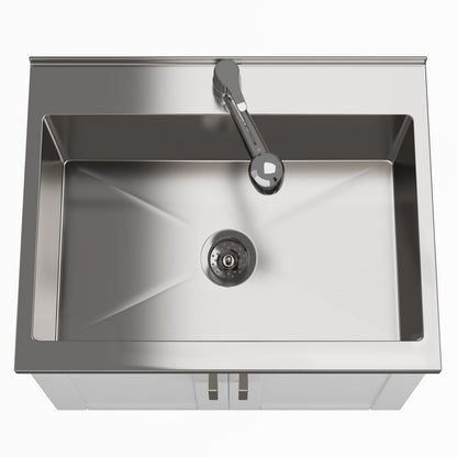 White Wood Bathroom Vanity Cabinet with Sink and Faucet
