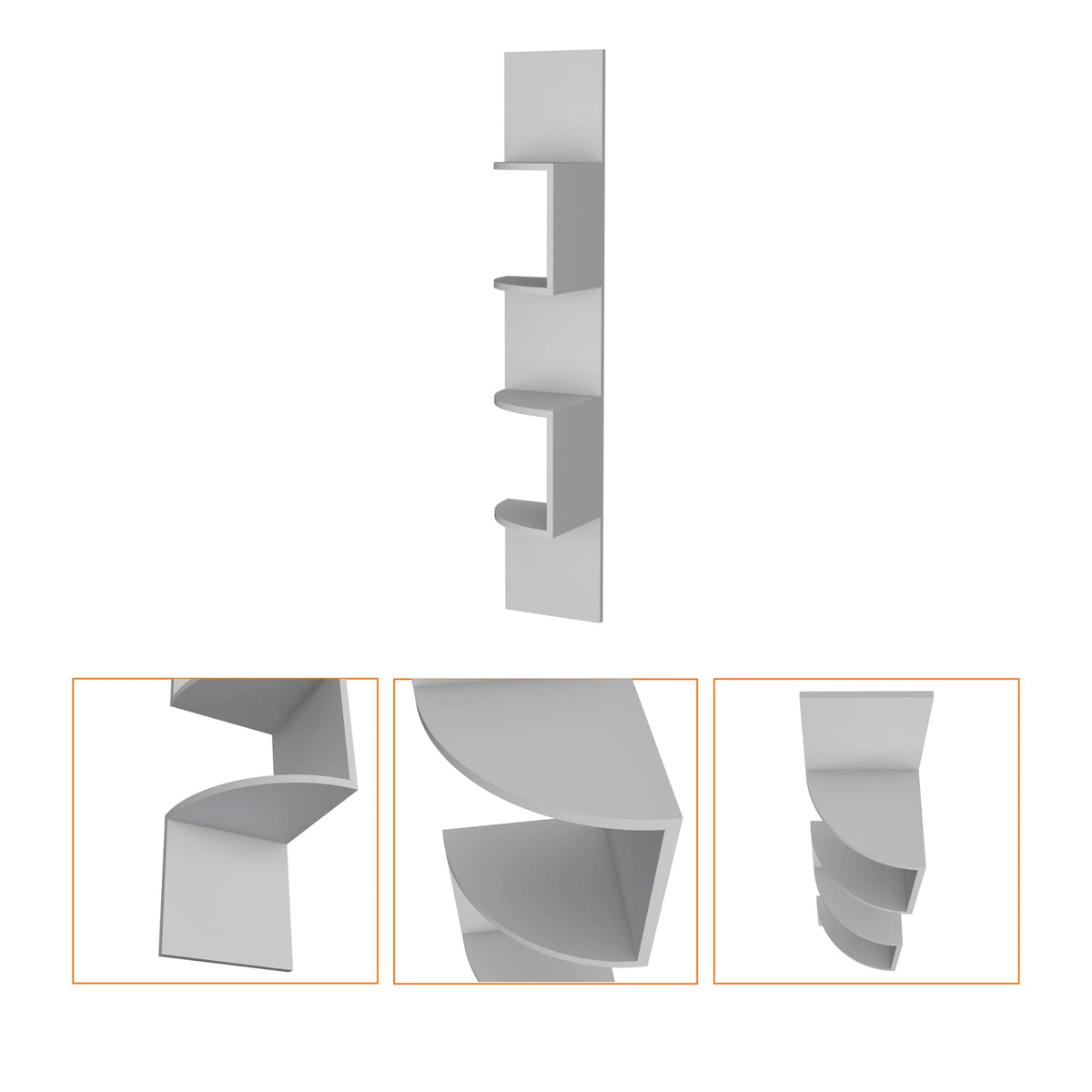 Rosebud Corner Floating Shelf - 4-Shelf White Unit for Living Room