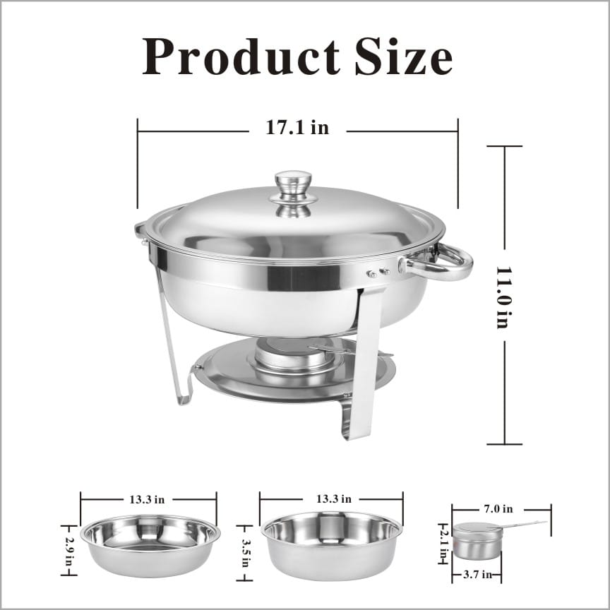 Silver Stainless Steel Catering Chafing Dish Set - 4 Pack