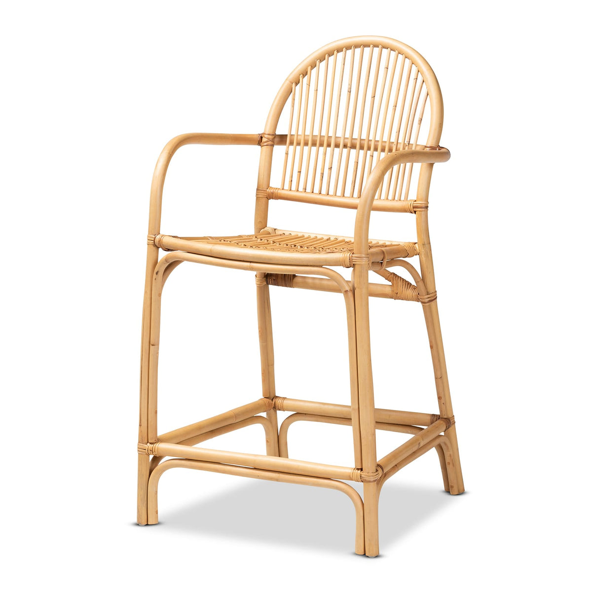 Brown Rattan Counter Stool - 22.5" Round