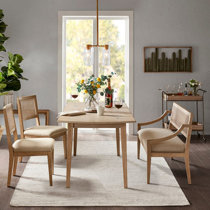 Light Brown Dining Chair Set with Cane Back for Kitchen Seating