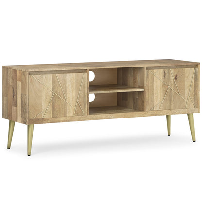 Light Brown Wood TV Stand - 65 Inch Media Console