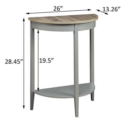 Grey Oak Console Table with Shelves - 26.5" Wide