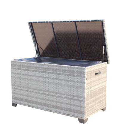 Grey PE Rattan Patio Storage Box - 148 Gallon