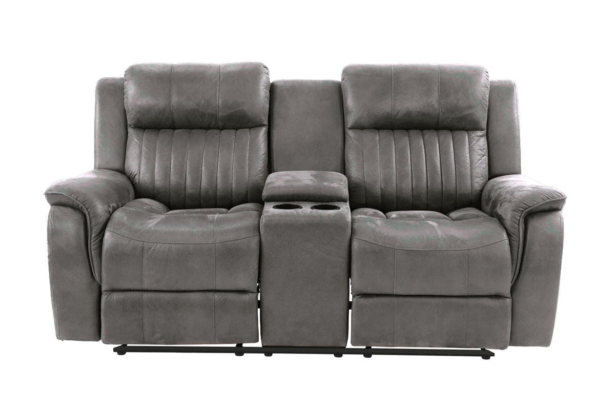 Blue Grey Faux Leather Reclining Loveseat 73" Primary Living Space