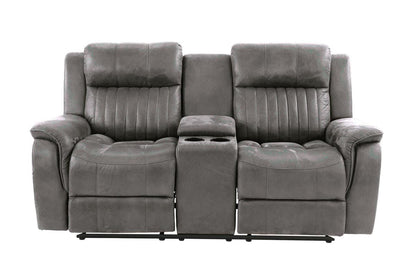 Blue Grey Faux Leather Reclining Loveseat 73" Primary Living Space