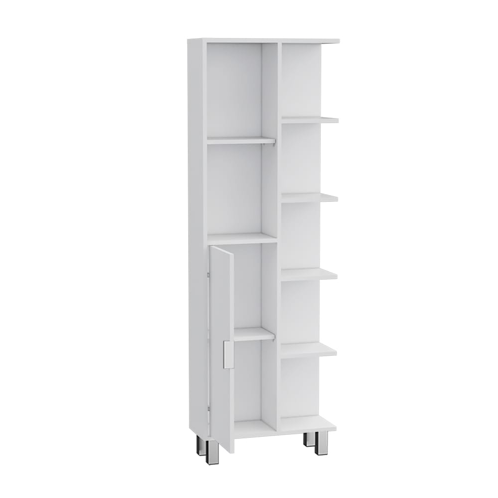 White Engineered Wood Bathroom Storage Cabinet with Legs