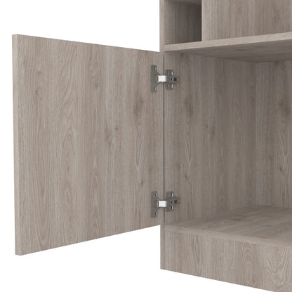 Light Gray Corner Wine Cabinet with 8 Bottle Storage for Living Room